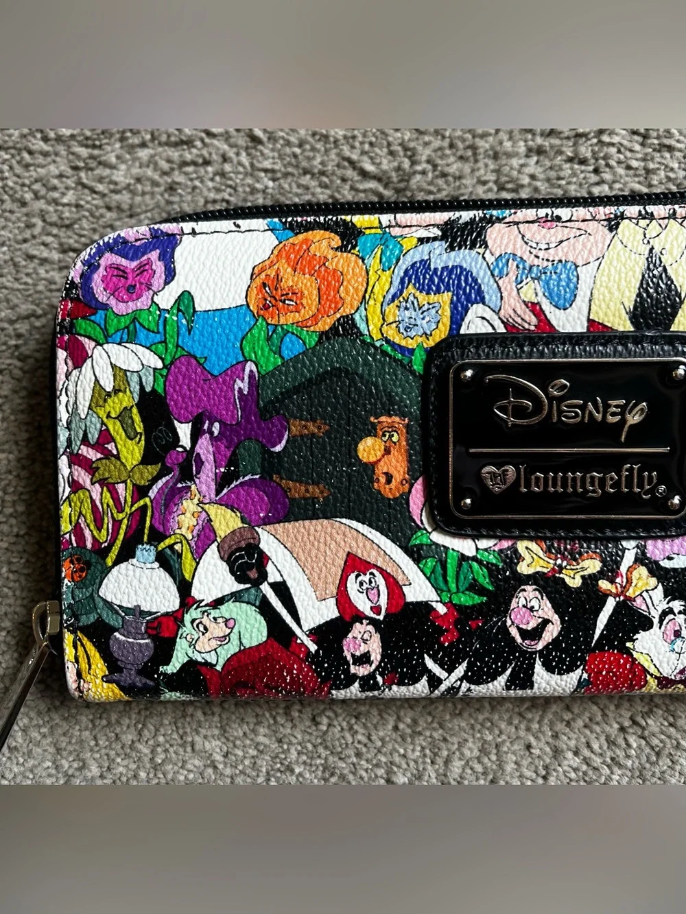 Disney Loungefly Retired Alice in Wonderland Character Print Zipper Wallet
